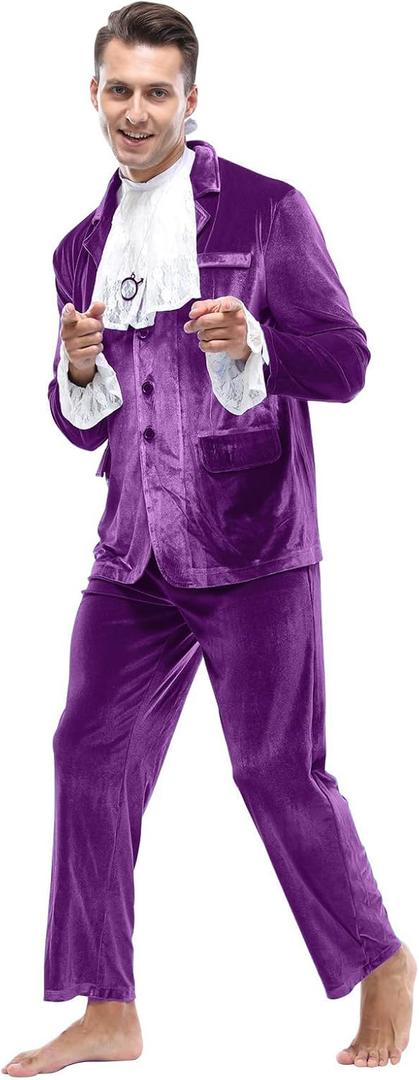 ATTBEA Blue 60s Costume Groovy Costumes Swinge rFor Men 1960s Movie Halloween CostumesSpy Costume Adult (Medium)