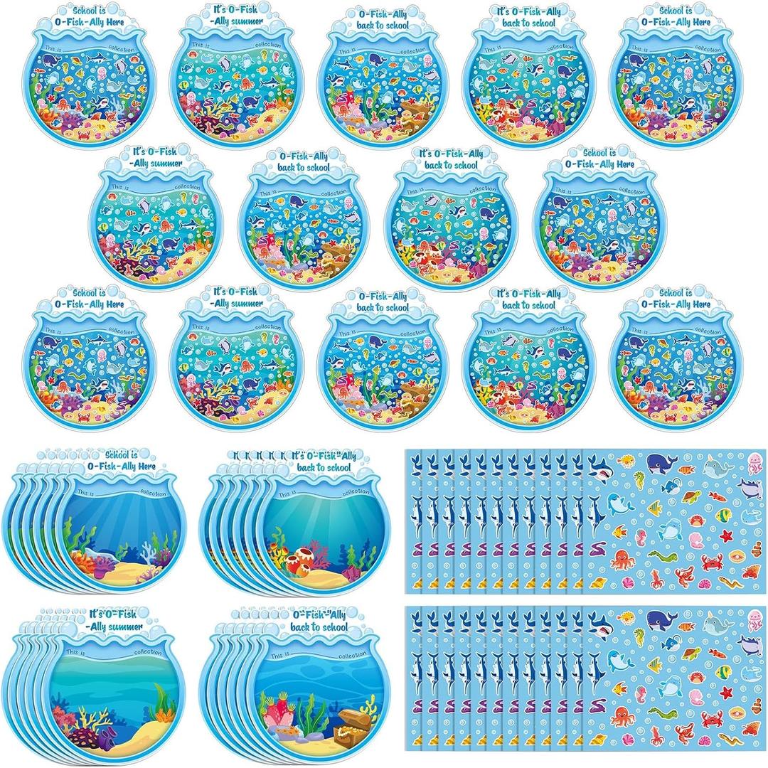 2 x Funrous 24 Sets DIY Craft Kits Make Your Own Summer Activity Art - Sea Animals Stickers Crafts for Beach Ocean Animals Birthday Gift Home Activities Camp Party Supplies
