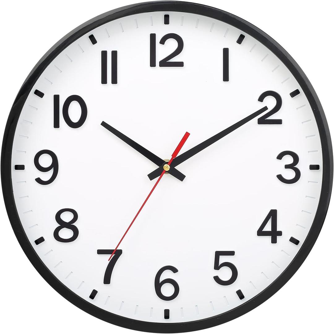 Wall Clocks Battery Operated 14 inch Modern Wall Clock,Silent Non Ticking Wall Clock for Living Room Bedroom Kitchen Office Classroom Decor (White and Black)