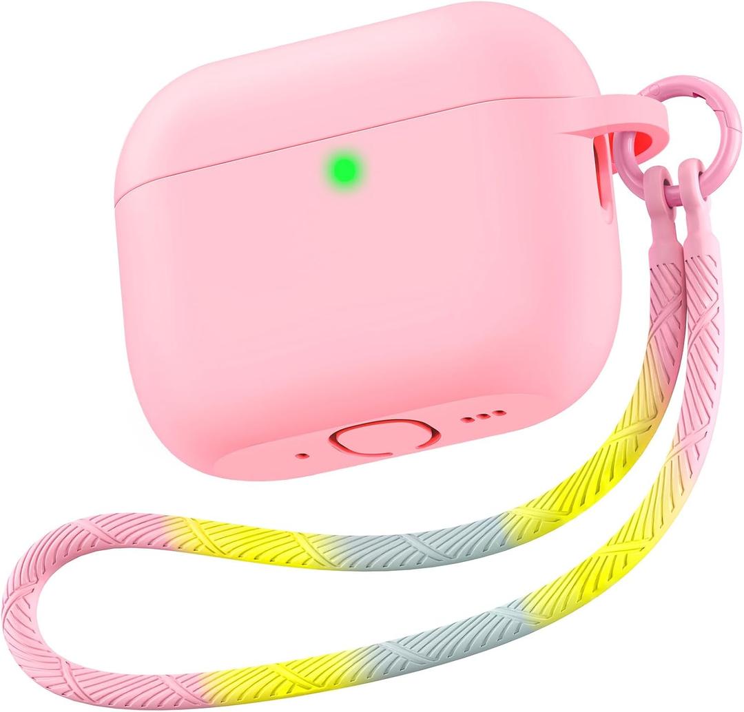 Matekxy for Airpods Pro 3 Case 2025 Cute - for Airpod Pro3 Generation Soft Silicone Cover with Lanyard & Keychain, Shockproof Scratch Resistant for Women, Perfect for Commuters and Travelers, Pink