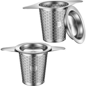 2Pack Tea Infuser Strainers, 316 Stainless Steel Loose Leaf Tea Strainer Stepper with Double Handles, Extra Fine Mesh Ball Infusers, Diffuser Holder Filter for Mugs