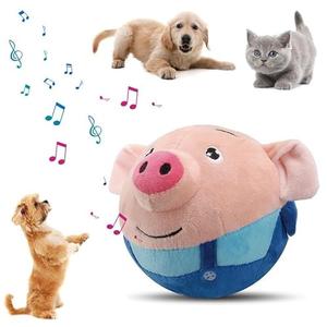 Interactive Dog Toys,Active Moving Pet Plush Toy,2026 New shaking dog ball pig dog toy Interactive Dog Ball with song Squeaky Moving Dog Ball Toy,Rechargeable Toys to Keep Them Busy Dog Toys(Blue Pig)