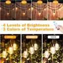 Mlambert 3-Color in 1 Solar String Lights Outdoor Waterproof Dimmable, 48ft Remote LED Patio Lights,15 Hanging Sockets Shatterproof Light for Backyard