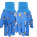 MUD Basic Women's PVC Dotted Palm And Daisy Printed Jersey Garden Glove, Extreme Comfort, Excellent Grip, Durable Wear, Blue, Medium/Large (M61001B-WML),MD61001B-WML