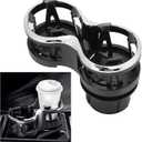 Car Cup Holder Expander 2-in-1 Drink Holder Extender Dual Cupholder Expander Organizer for 12-16oz Cups Cans Milk Ashtray