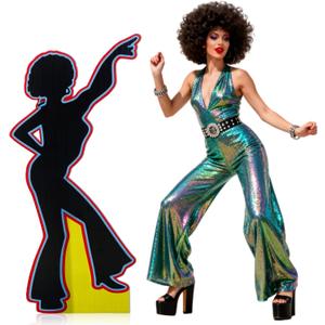 Vicenpal 4 ft 50s 70s Disco Dancers Silhouette Cardboard Cutout Standup Life Size 1950s Music Theme Party Decoration Backdrop Photo Props Standup for Music Prom Night 50s 70s Theme Decor