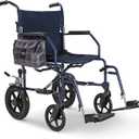 Medline Heavy Duty Transport Chair supports up to 500 lbs., Bariatric Transport Wheelchair, 22" x 18" seat, Blue Frame