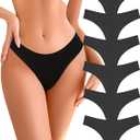 READY TO LOVE Cotton Underwear for Women Pack Sexy Stretch Soft Thongs Breathable Thong Panties for Leggings Workout Yoga Black, Size: M