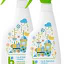 BabyGanics Toy & Highchair Cleaner Spray, Fragrance Free, 17oz Spray Bottle, Made without ammonia, bleach, phosphates, phthalates or dyes, Pack of 2.