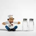 Chef Resin Salt & Pepper Shakers - Glass Spice Jars with Adorable Chef Figurine - Adorable Kitchen Dcor
