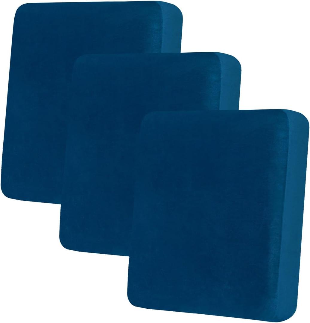 hyha Velvet Couch Cushion Covers, Soft Sofa Seat Covers for sectional 3 Cushion Couch Washable, Magic Sofa Slipcover with Elastic Bottom, Non-Slip Furniture Protector for Pets, Kid(3PC, Royal Blue)