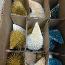 Amyhill 4 Pcs Bottle Brush Trees Christmas Stocking Holders for Mantle Metal Weighted Xmas Tree Stocking Holders Mini Christmas Village Trees with Non-Skid for Xmas Home Fireplace Holiday Decor