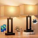 Seealle Bedroom Lamps for Night Stands - Touch Control, 3 Way Dimmable, USB C+A Charging, LED Bulbs, Easy Assembly