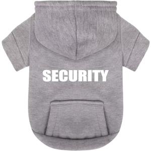 Paiaite Hemp Grey Chihuahua Dog Hoodie: Warm and Stylish with a 'Security' Printed Sweatshirt, Cold Weather Pet Clothes, and Sweater Coat All in One - Perfect for Winter and Cool Summer Nights (S-(3~5.5lb) | Chest(~15.7"))