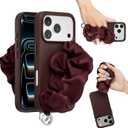 MAGEASY Compatible with iPhone 17 Pro 6.3" Case with Wrist Strap & Finger Loop - Scarf-Bracelet, Premium Leather, MagSafe Compatible, 16 ft Military-Grade Drop Protection - Foulard M (Burgundy)