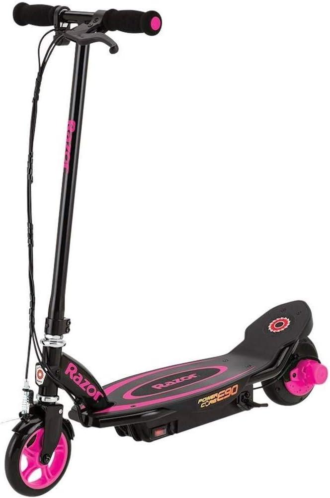 Razor Power Core E90 Electric Scooter with hub Motor, Push-Button Throttle, for Kids 8+ (Pink)
