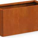 Rectangular Low Planter Box - Co rten Steel Outdoor Planter for Patio, Garden, Porch - 25x11x13 Inch, Brown