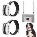 Electric Wireless Dog Fence System, Pet Containment System for 2 Dogs and Pets with Waterproof and Rechargeable Collar Receiver for 2 Dog Container Boundary System (White)