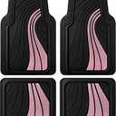 Road Comforts Car Floor Mats Full Set Front & Rear Car Floor Mats with Aluminum Design, Anti-Slip Backing, All-Weather Protection, Trim-to-Fit Car Mats for Most Sedans, SUVs & Vans - Pink