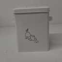 SOUJOY Pet Treat and Food Storage Bin with Lid and Scoop, 5LBS White Vintage Farmhouse Storage Tin, Coated Carbon Steel Canister, Gift for Dogs Owners