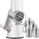 Geedel Rotary Cheese Grater Cheese Shredder with 5 Interchangeable Blades - Upgraded Rotary Grater Featuring Strong Suction Base for Cheese Shredding, Wavy Slicing, Nut Grinding, and Ice Shaving