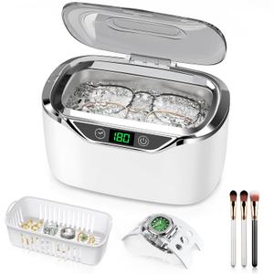 Ultrasonic Jewelry Cleaner, 24oz (700ml) Ultrasonic Cleaner with 48kHz High-Frequency, 5 Cleaning Modes, 304 Stainless Steel Tank, for Jewelry, Eyeglasses, Dentures, Coins, Watch Bands, Ring