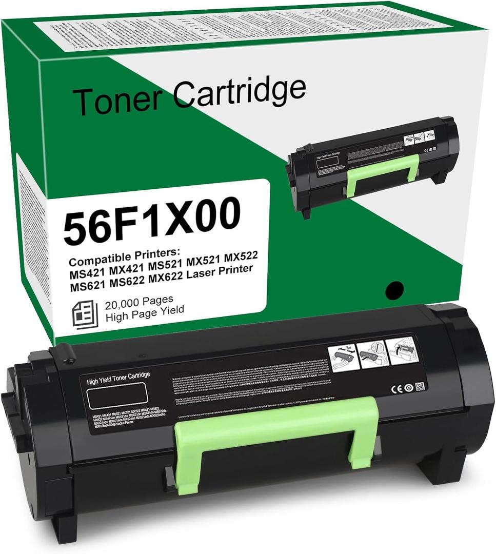 56F1X00 Extra High Yield Toner Cartridge Compatible with Lexmark 56F1X00 Black Toner Cartridge for MS421 MX421 MS521 MX521 MX522 MS621 MS622 MX622 Laser Printer [20,000 Pages]