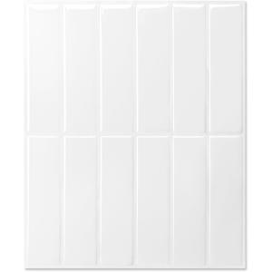 LONGKING 10-Sheet White Peel and Stick Backsplash for Kitchen Wall, Kitchen Backsplash Tiles, Wall Tiles, 11.4" x 9"