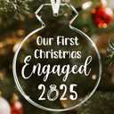 Our First Christmas Engaged Ornament 2025  Engagement Gifts for Couples  Glass Engagement Party Decoration for Women, Fianc, Bride-to-Be  Christmas Tree Keepsake Decor