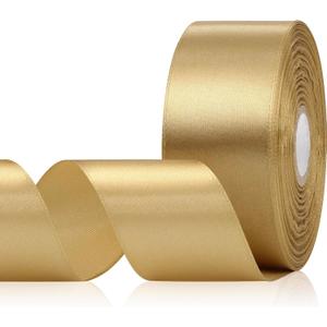 30 Yards Champagne Gold Ribbon 1-1/2 Inch, Champagne Gold Satin Ribbon for Gift Wrapping, Floral Arrangement, Crafts, Christmas, Wedding Party
