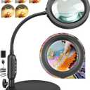 30X 10X Magnifying Glass with Light and Stand, 5 Color Modes Stepless Dimmable, Optical Grade HD Lens, LED Lighted Magnifier Hands Free with Flexible Gooseneck for Close Work, Craft, Hobby, Painting
