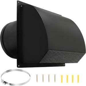 10 Inch Steel Hooded Wall Vent Cover with Screen & Backdraft Damper, Black