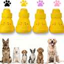 Dog Shoes for Hot Pavement and Snow Waterproof, Non-Slip, Breathable Booties with Adjustable Straps for Small, Medium and Large Dogs (Yellow, M)