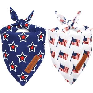 Realeaf American Flag Dog Bandanas 2 Pack, Triangle Reversible 4th of July Pet Scarf for Boy and Girl, Premium Durable Fabric, Patriotic Bandana for Small Medium Large and Extra Large Dogs (Large)