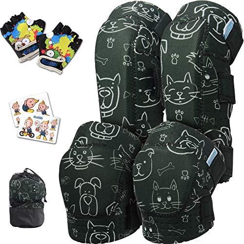 Soft-Style Kids Knee and Elbow Pads with Bike Gloves, Flexible Impact-Resistant Gear for Ages 2-11, Designed for Balance Bikes, Roller-Skating, and Skateboarding