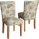 COLAMY Tufted Dining Chairs Set of 2, Accent Parsons Diner Chair Upholstered Fabric Stylish Kitchen Chairs with Solid Wood Legs and Padded Seat, Leaf Pattern