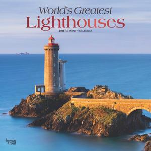 World's Greatest Lighthouses | 2025 12 x 24 Inch Monthly Square Wall Calendar | Foil Stamped Cover | Plastic-Free | BrownTrout | Ocean Sea Coast