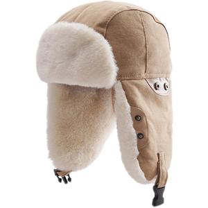 Harlang Trapper Hat with Faux Fur Lining, Ear Flaps, Adjustable Chin Strap