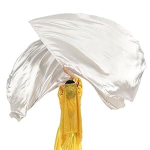 Wuchieal 55" soft semicircle Worship Flags, satin semicircle Banner Praise Flag with Scalable Rods 1 pairs (Silver)