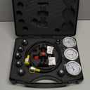 SINOCMP Hydraulic Nitrogen Accumulator Test Charging Kit, Nitrogen Pressure Charge Testing Fill Kit, Diagnosis Tester System Tools Set with 3 Gauges 1500/4000/6000psi, 7 Adapters Couplings, 1 Gas Hose