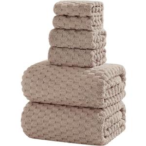 Extra Large Bath Towel Set of 6 (40"x80"),Oversized Bath Sheet Super Soft Highly Absorbent Microfibers Quick Dry Luxury Shower Towel for Bathroom Spa Gym Hotel Yoga (Beige, 6Piece)