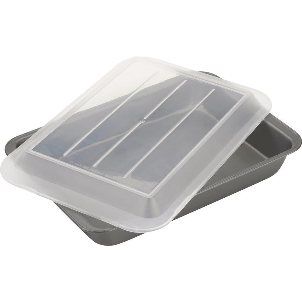 GoodCook Everyday Nonstick Steel Oblong Pan with Lid, 9" x 13", Gray