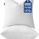 MIULEE 24 x 24 Goose Feather Down Pillows with 100% Cotton Cover, Set of 2 Soft Fluffy Decorative Pillow Inserts for Sofa Bed Couch Living Room White
