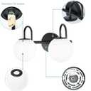 Mid Century Modern Vanity Lights for Bathroom, Black Metal Frame and Milk White Frosted Glass Globe, 2 Lights, Wall Sconce, 7.09"L x 7.09"W x 14.17"H