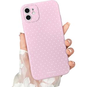 2 x Compatible with iPhone 12 Case with Cute Fashion Polka Dot Aesthetics Design, Raised Lens Edge Protection, Stylish Slim Soft TPU Protective Cover for iPhone 12, Purple