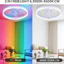 19.7" Ceiling Fans with Lights, Smart RGB Color Changing Low Profile Ceiling Fan, Modern Flush Mount Fandelier with Remote and APP, 6 Speeds, Quiet DC Motor, for Living Room, Bedroom, Indoor