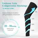 2 Pairs Compression Stockings for Women & Men, 20-30mmHg Thigh High Compression Socks, Footless Medical Socks with Silicone Dot Band--Best Support for Nursing Sports Varicose Veins(Black,M)