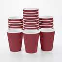 Restaurantware 12 Ounce Ripple Wall Disposable Coffee Cups, 500 Insulated Crimson Paper Tumblers with Rolled Rim Design, Lids Sold Separately for Hot Drinks like Tea, Hot Chocolate and More 100 Pack