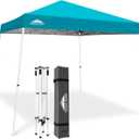 EAGLE PEAK 10' x 10' Slant Leg Pop-up Canopy Tent Instant Outdoor Canopy Easy Set-up Folding Shelter with 64 Square Feet of Shade (Turquoise)