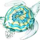 QFkris 6" Blown Glass Sea Turtle Figurine, Handmade Glass Sculpture, Home Decor, Birthdat Present